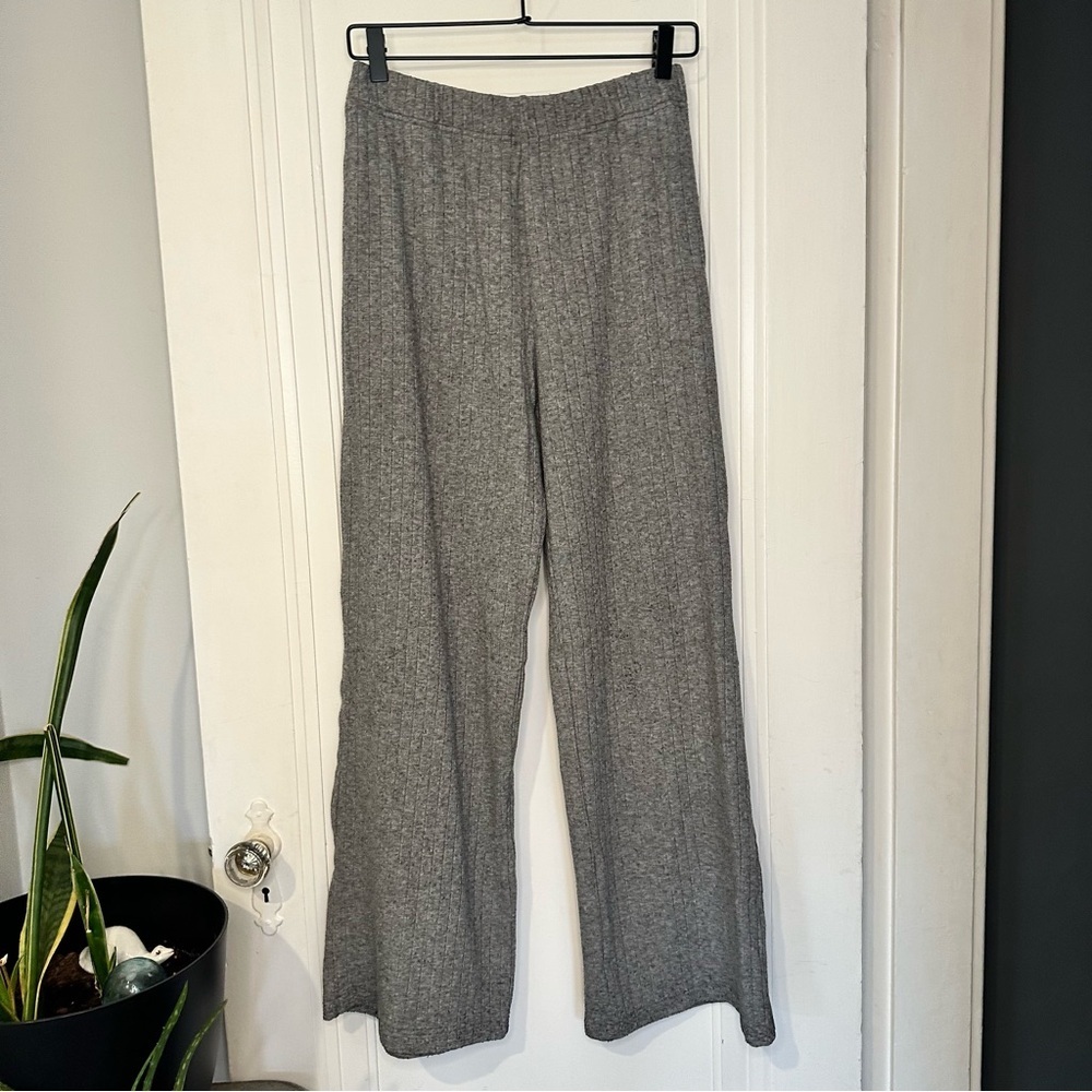 White Fox Boutique Gray Wide-Leg Knit cozy lounge pants
